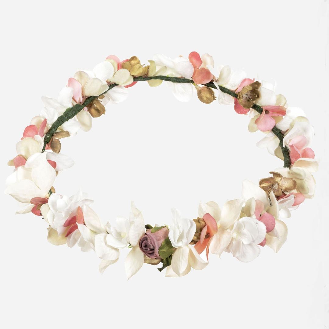 corona flores rosa
