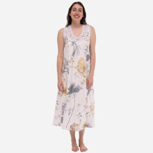 Camisón de mujer Trigal estampado flores amarillas y grises