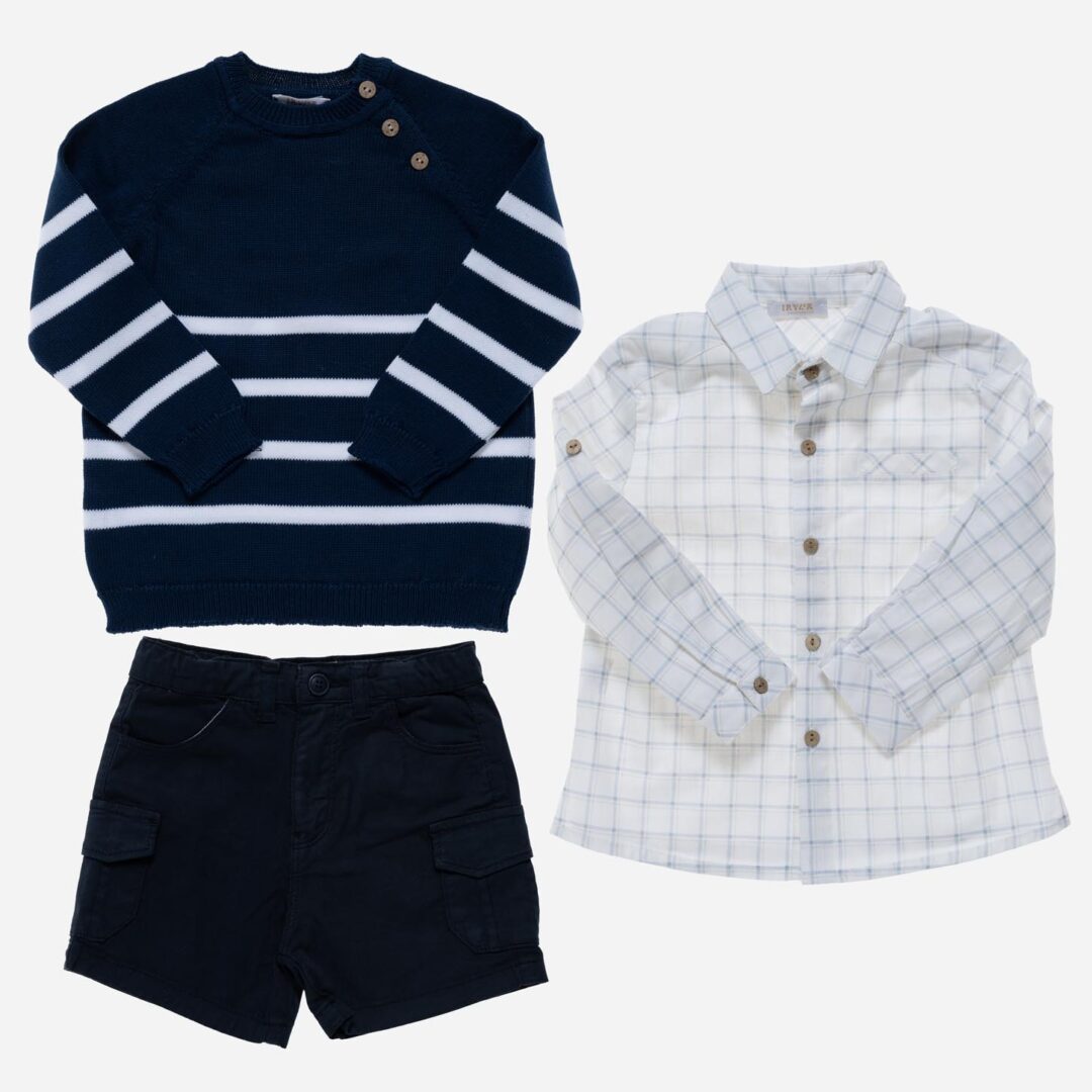 Conjunto de niño Rayas Marino 3 piezas, Irulea - 78134