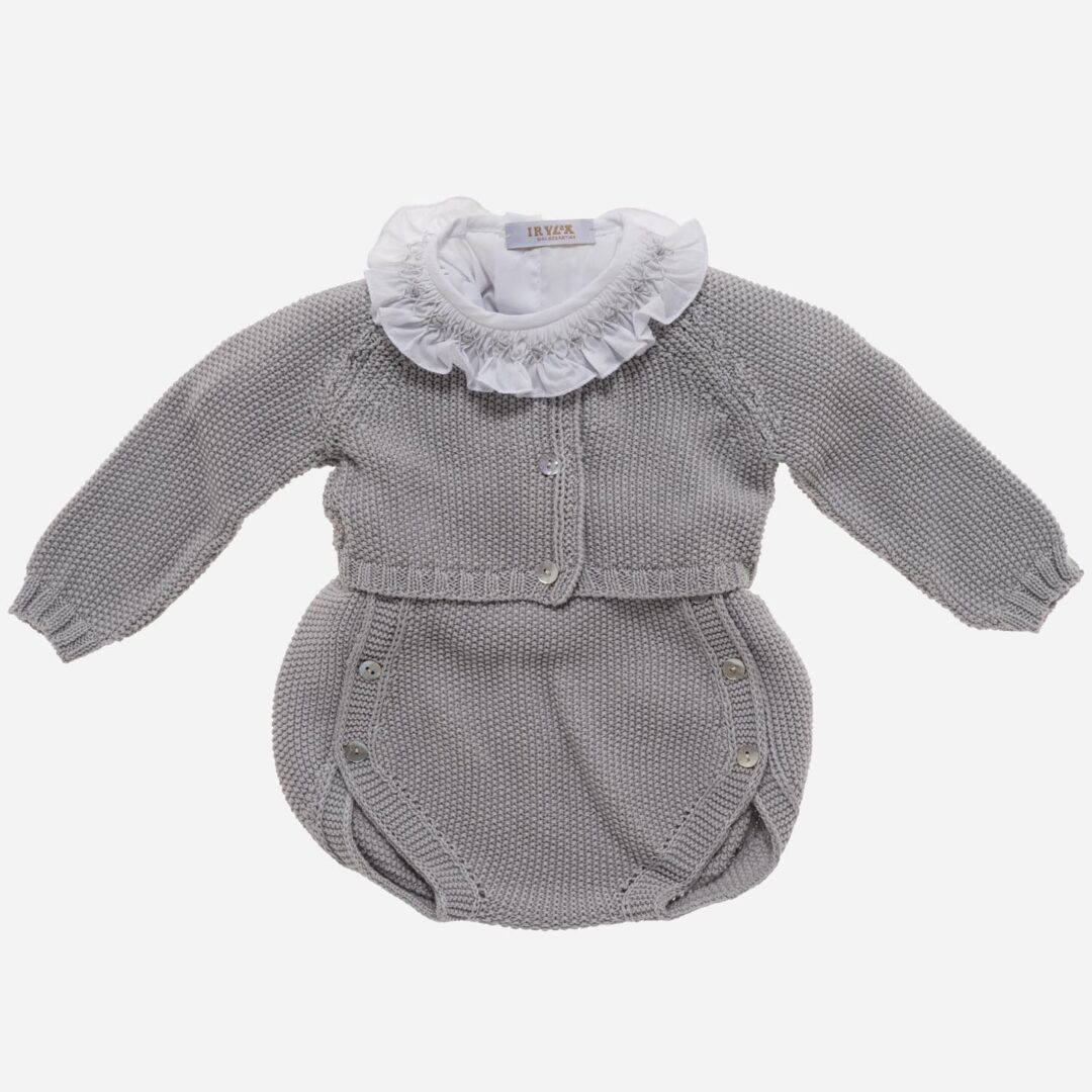 Conjunto de bebé Peto gris 3 piezas, Irulea - 78794