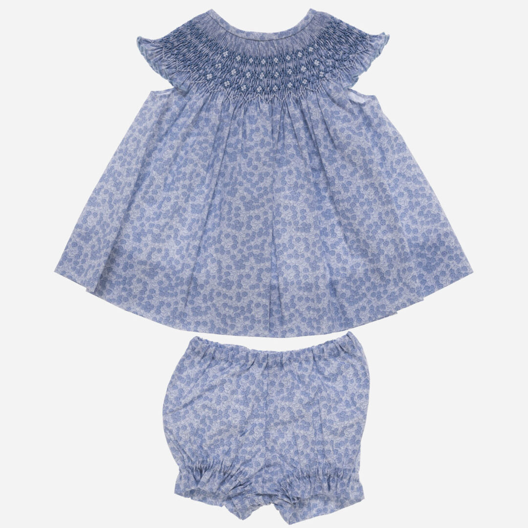 Vestido para niña Jesusito flores azul 2 piezas, Irulea - 80769