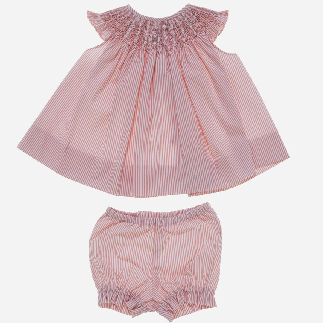 Vestido para niña Jesusito rayas rosa 2 piezas, Irulea - 80781