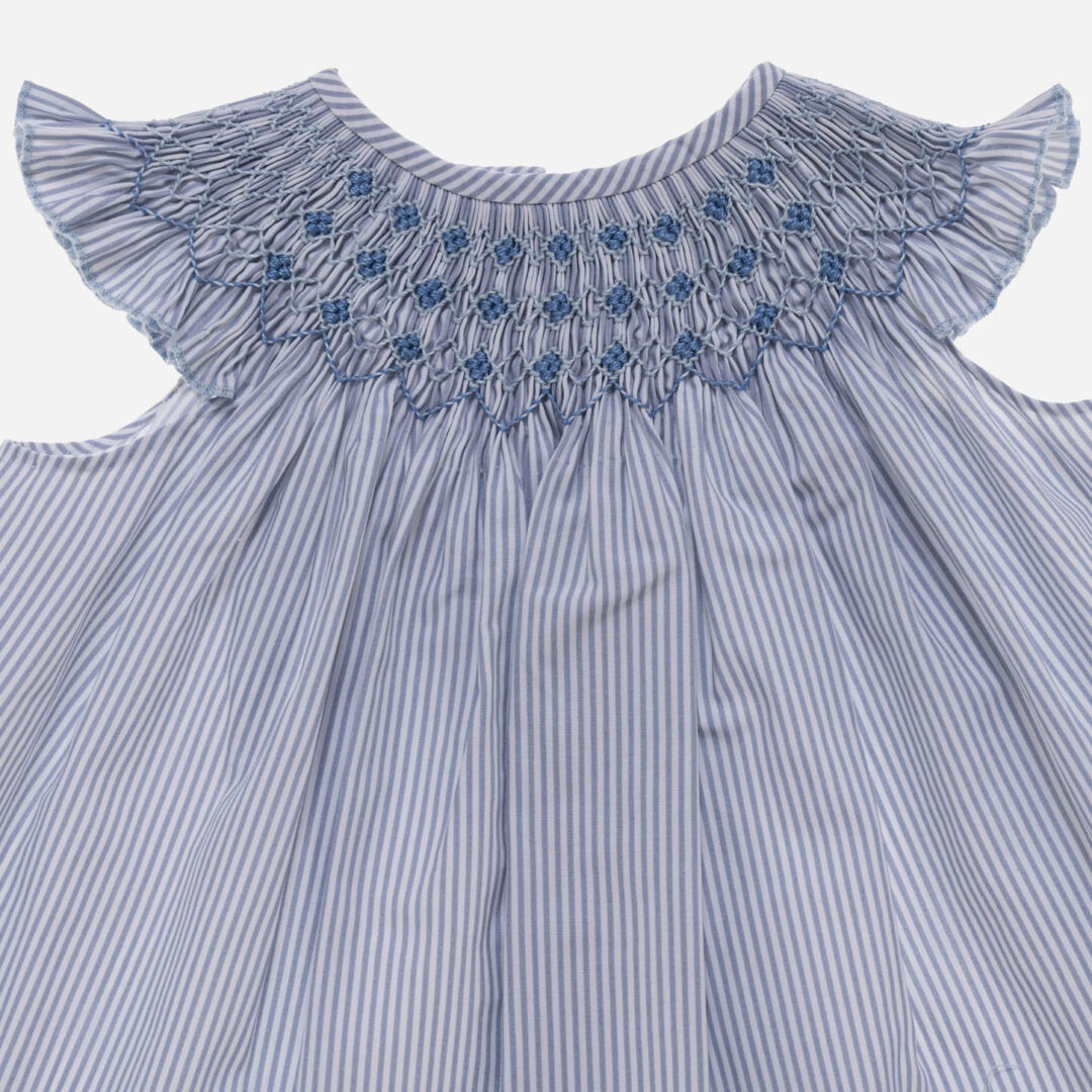 Vestido para niña Jesusito rayas azul 2 piezas, Irulea - 80786
