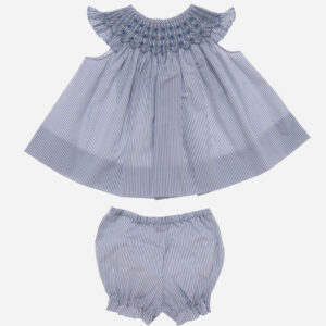 Vestido para niña Jesusito rayas azul 2 piezas, Irulea - 80786