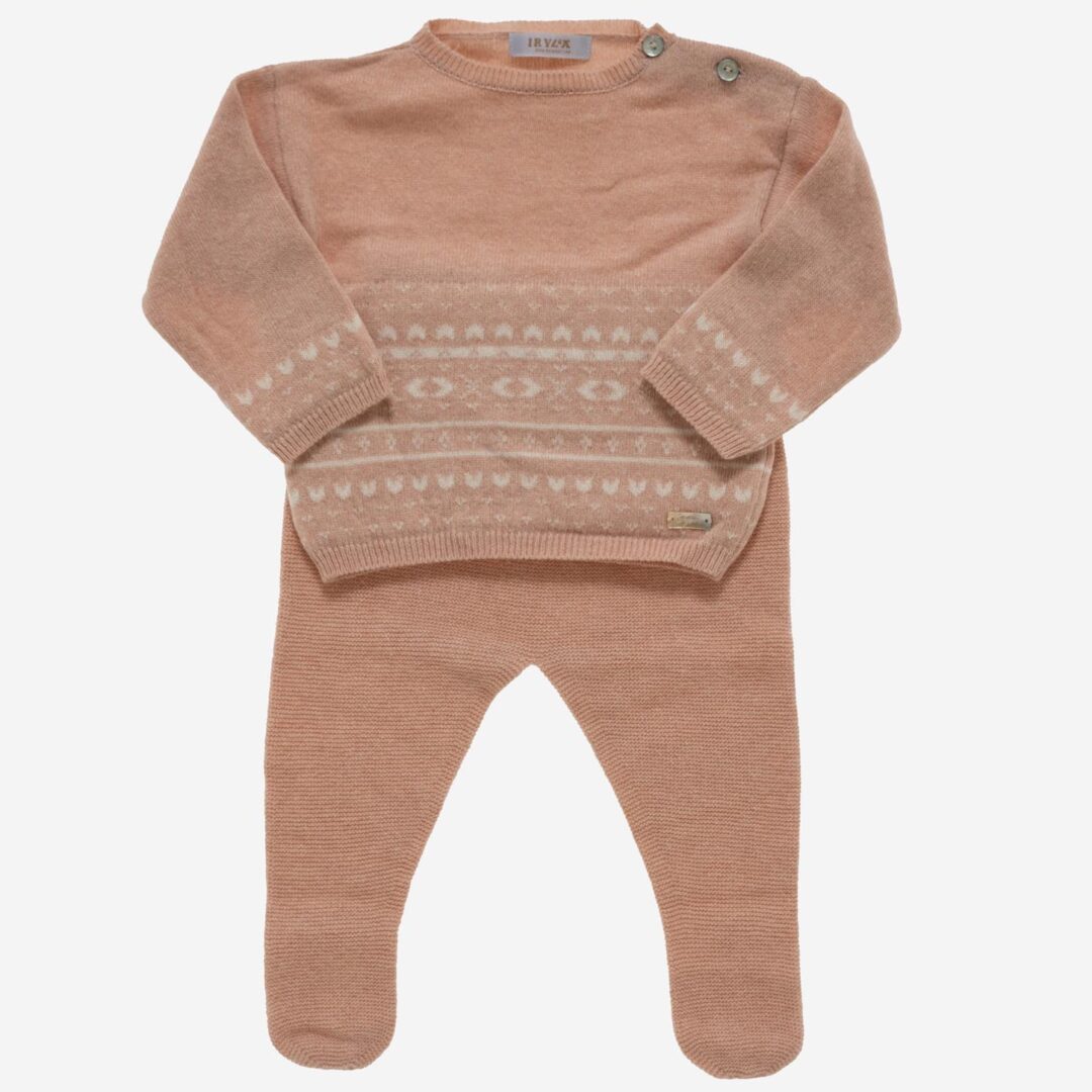 Conjunto de bebé Greca 2 piezas rosa, Irulea - 82246