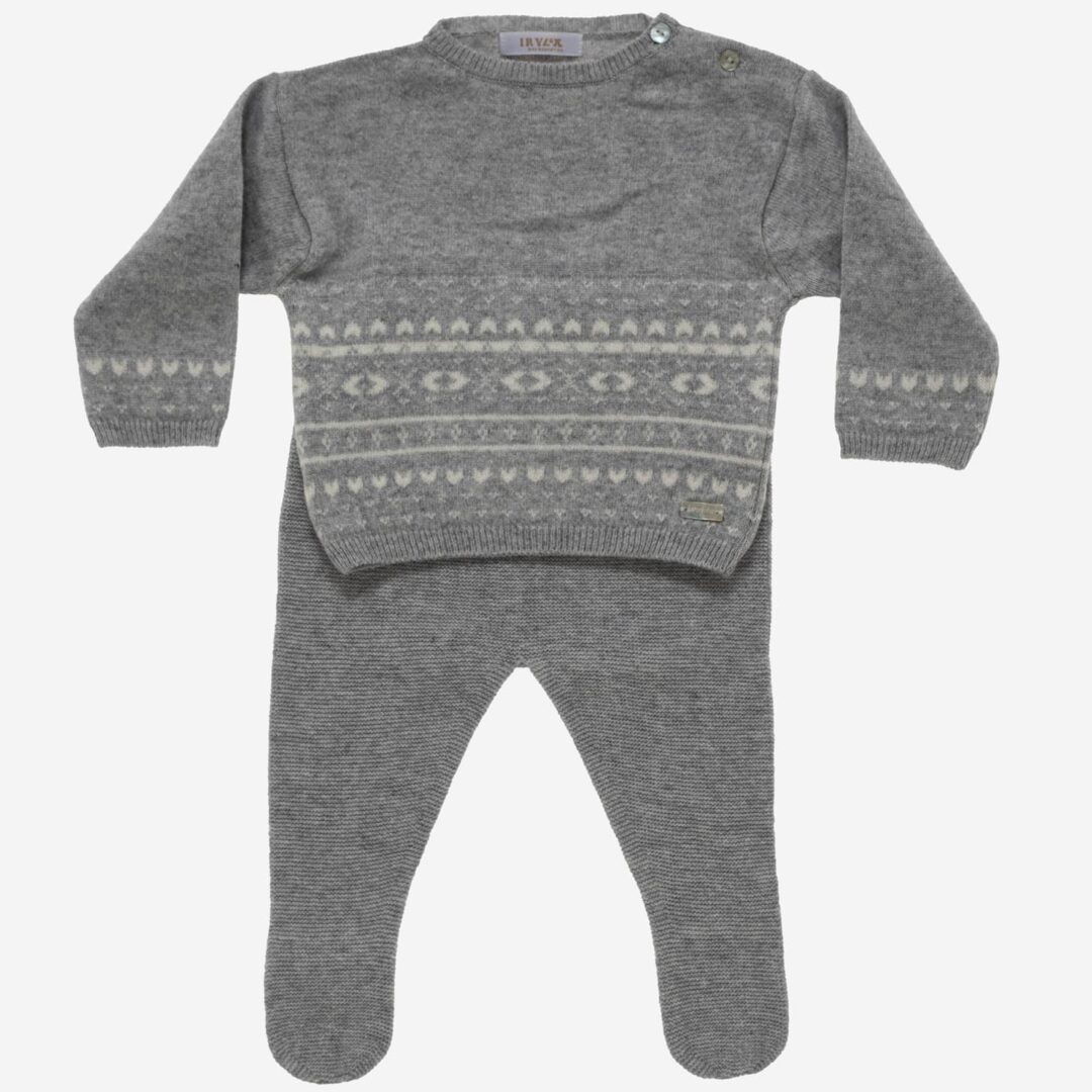 Conjunto de bebé Greca 2 piezas gris, Irulea - 82252