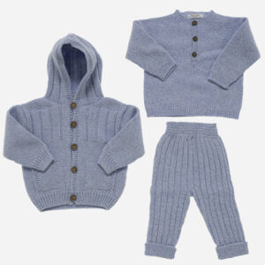 Conjunto de bebé canalé 3 piezas azul, Irulea - 82340