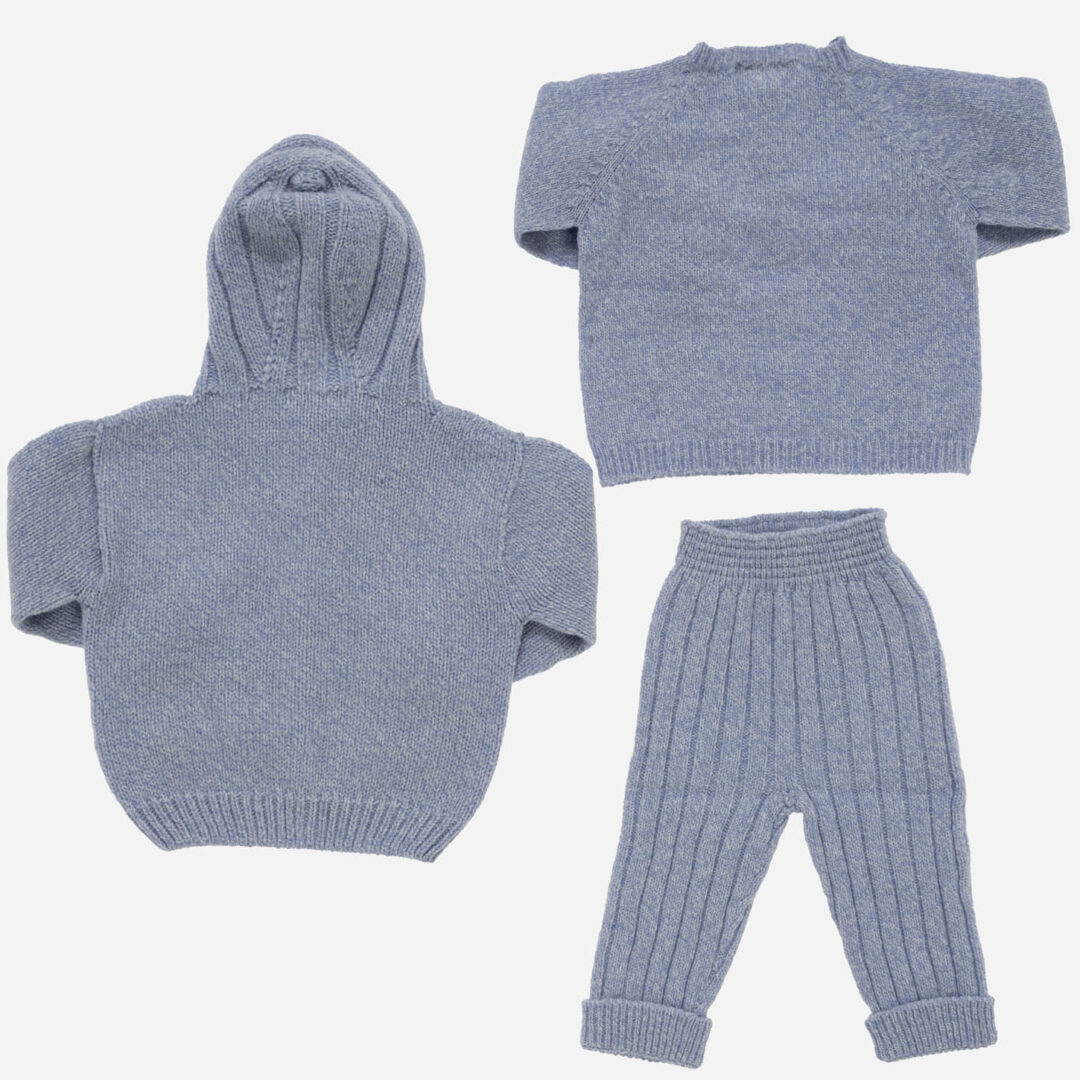 Conjunto de bebé canalé 3 piezas azul, Irulea - 82340