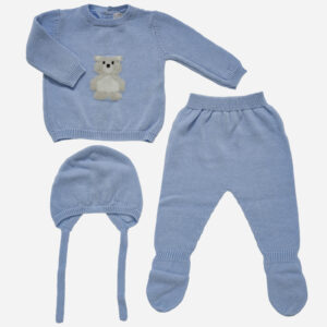 Conjunto de bebé Oso 3 piezas azul, Irulea - 82764