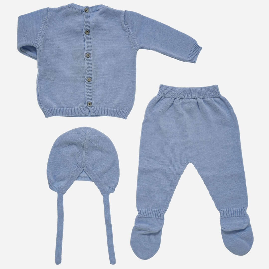 Conjunto de bebé Oso 3 piezas azul, Irulea - 82764