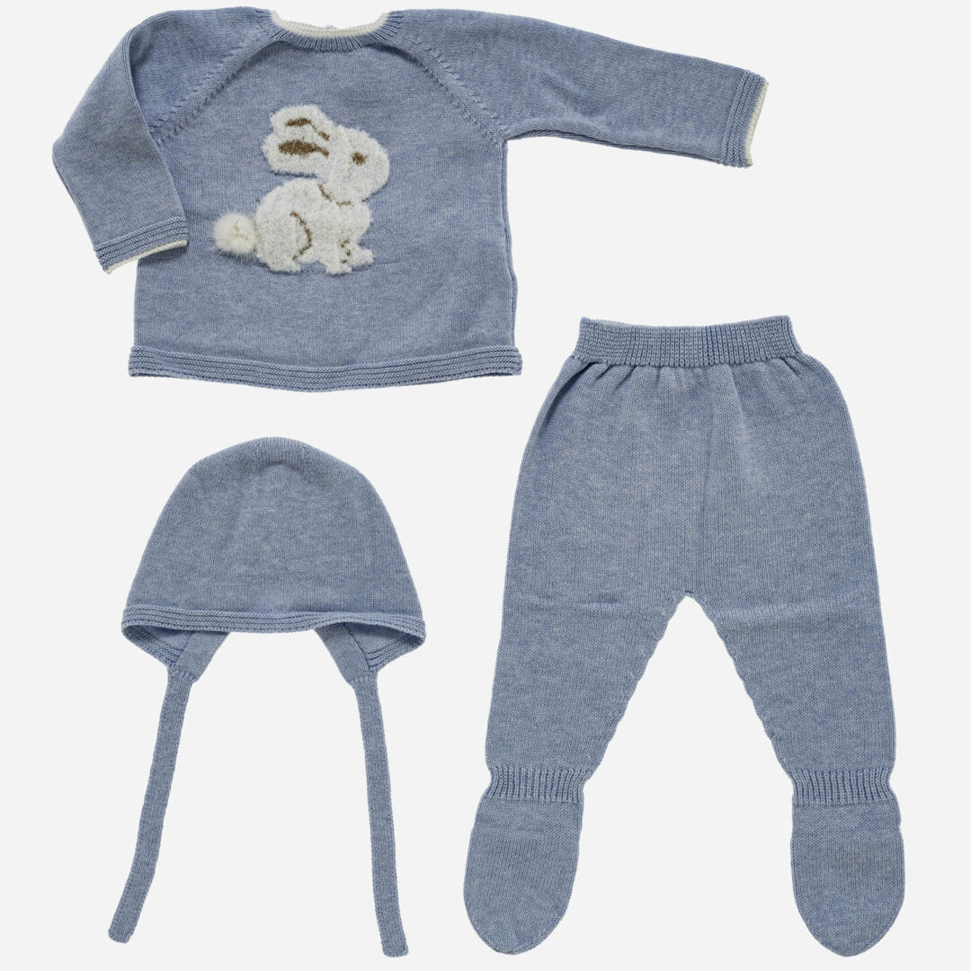 Conjunto de bebé Conejo 3 piezas azul, Irulea - 82483