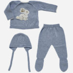 Conjunto de bebé Conejo 3 piezas azul, Irulea - 82483