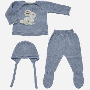 Conjunto de bebé Conejo 3 piezas azul, Irulea - 82483