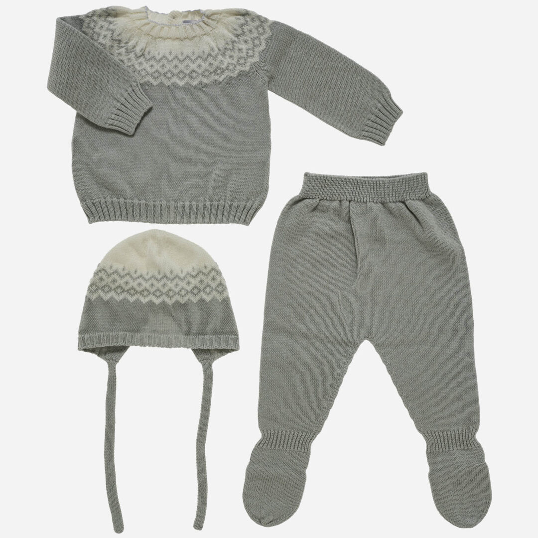 Conjunto de bebé Snow 3 piezas gris, Irulea - 82744