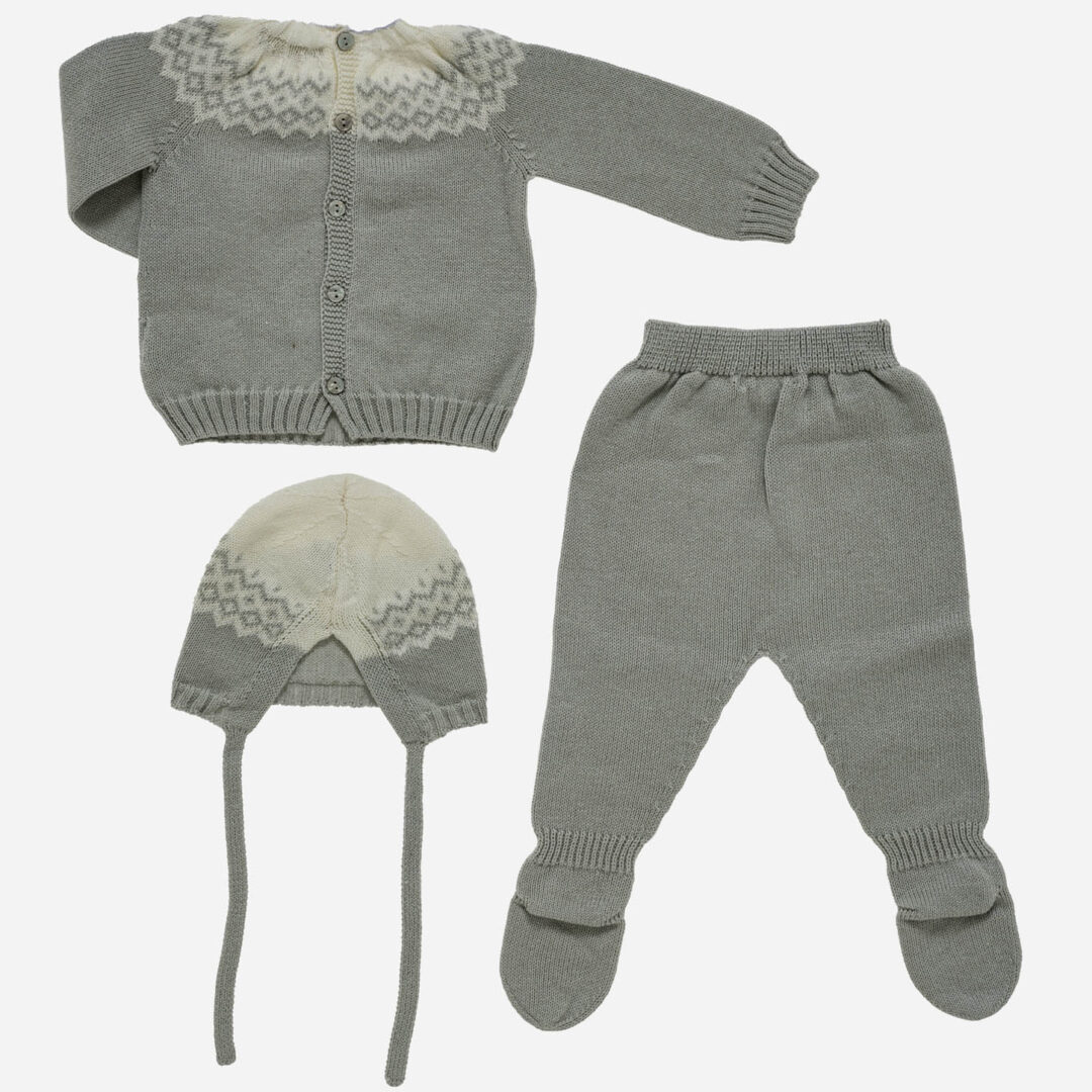 Conjunto de bebé Snow 3 piezas gris, Irulea - 82744