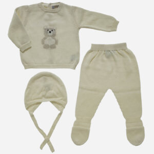 Conjunto de bebé Oso 3 piezas hueso, Irulea - 82760