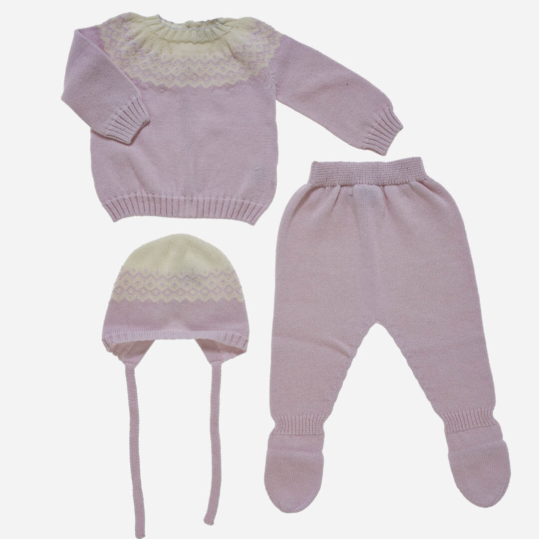 Conjunto de bebé Snow 3 piezas rosa, Irulea - 82748