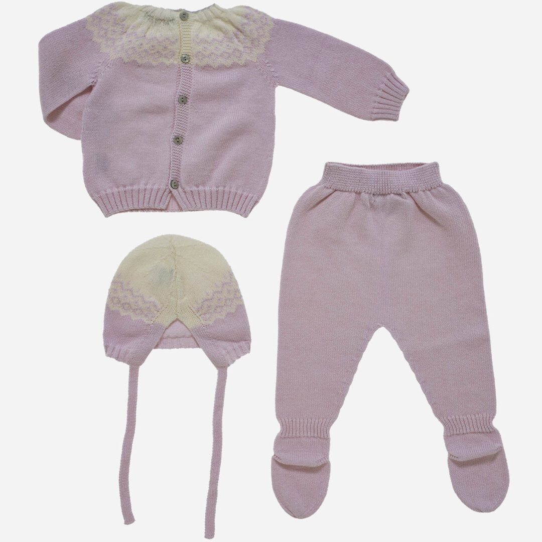 Conjunto de bebé Snow 3 piezas rosa, Irulea - 82748