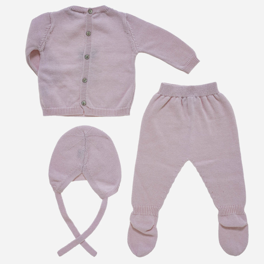 Conjunto de bebé Oso 3 piezas rosa, Irulea - 82756